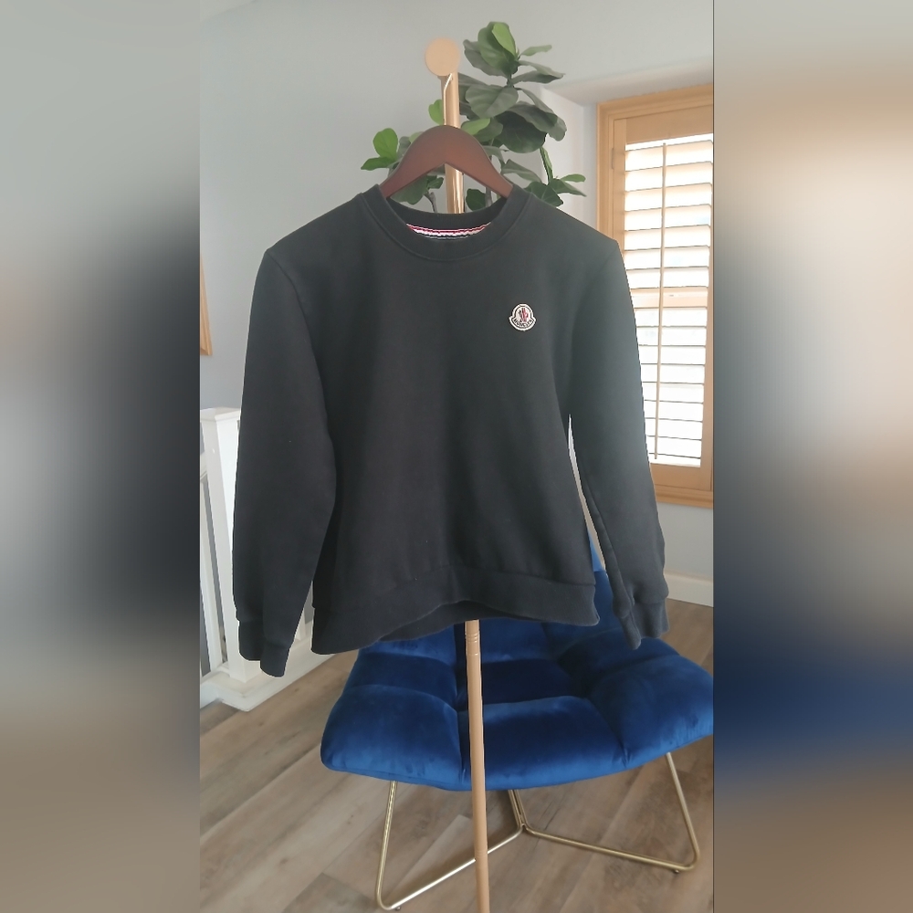 "Moncler" Logo Patch Kids Sweatshirt in Black
